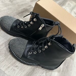 tahari girls black boots with rhinestones